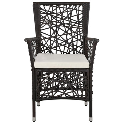 Outdoor Chairs 2 pcs with Cushions Poly Rattan Brown