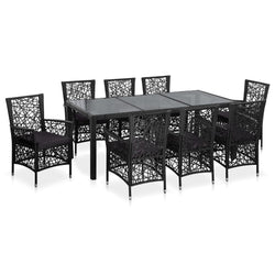9 Piece Outdoor Dining Set Poly Rattan Black