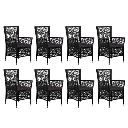 9 Piece Outdoor Dining Set Poly Rattan Black - 58×61×88cm