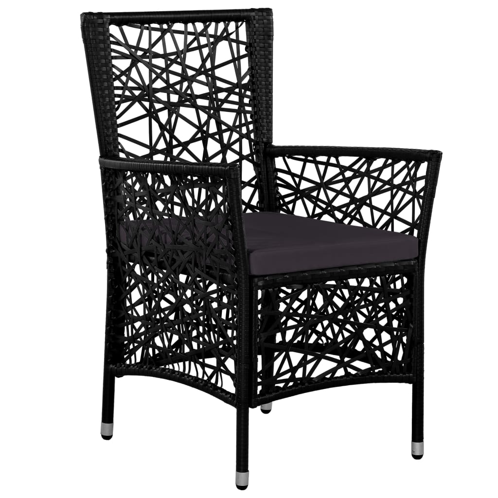 9 Piece Outdoor Dining Set Poly Rattan Black - 58×61×88cm
