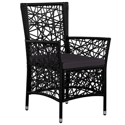 9 Piece Outdoor Dining Set Poly Rattan Black - 58×61×88cm