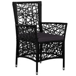 7 Piece Outdoor Dining Set Poly Rattan Black