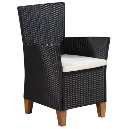 9 Piece Outdoor Dining Set Poly Rattan Black and Brown - 200×90×74cm