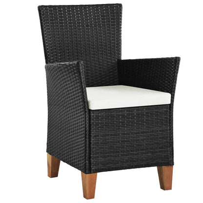 Outdoor Chairs with Cushions 2 pcs Poly Rattan Black
