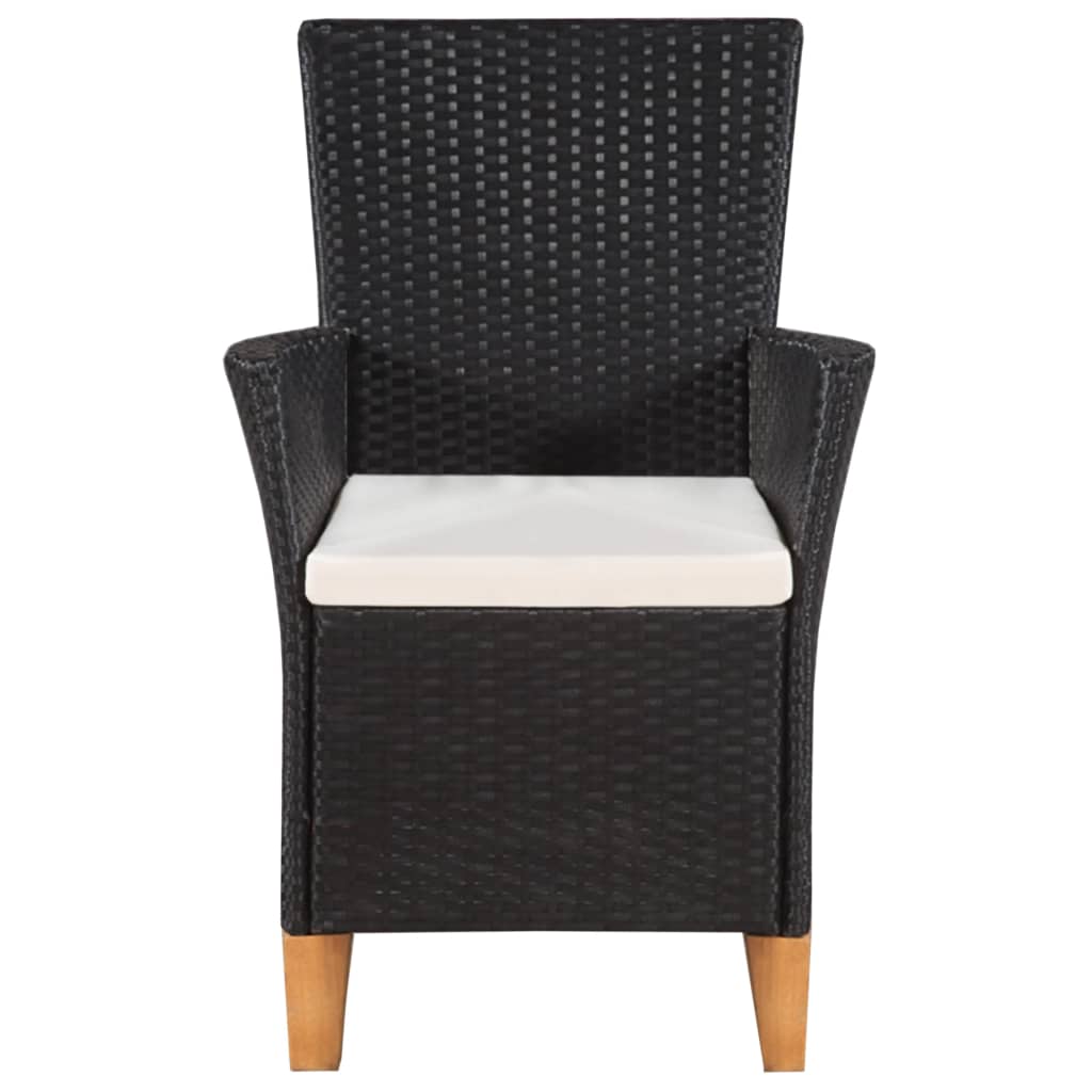 Outdoor Chairs with Cushions 2 pcs Poly Rattan Black