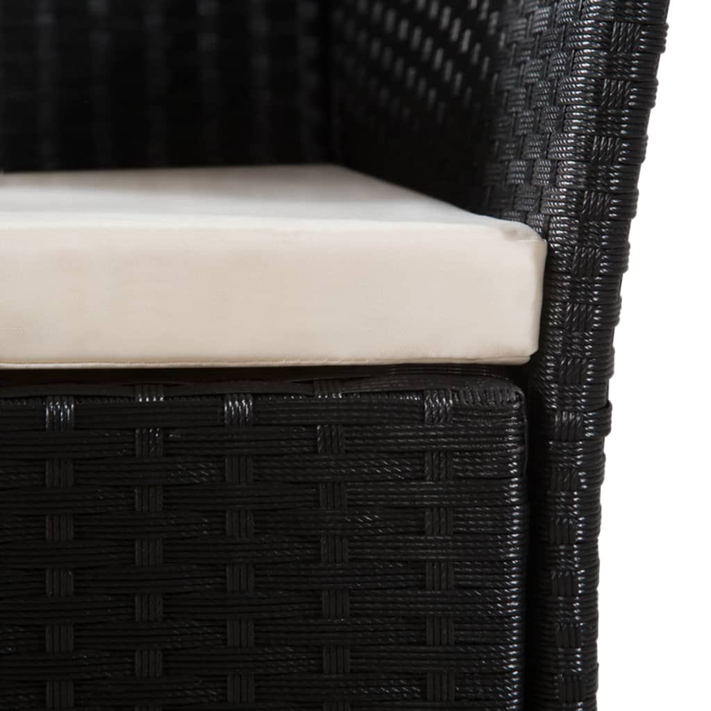 Outdoor Chairs with Cushions 2 pcs Poly Rattan Black
