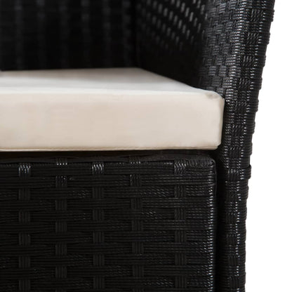Outdoor Chairs with Cushions 2 pcs Poly Rattan Black