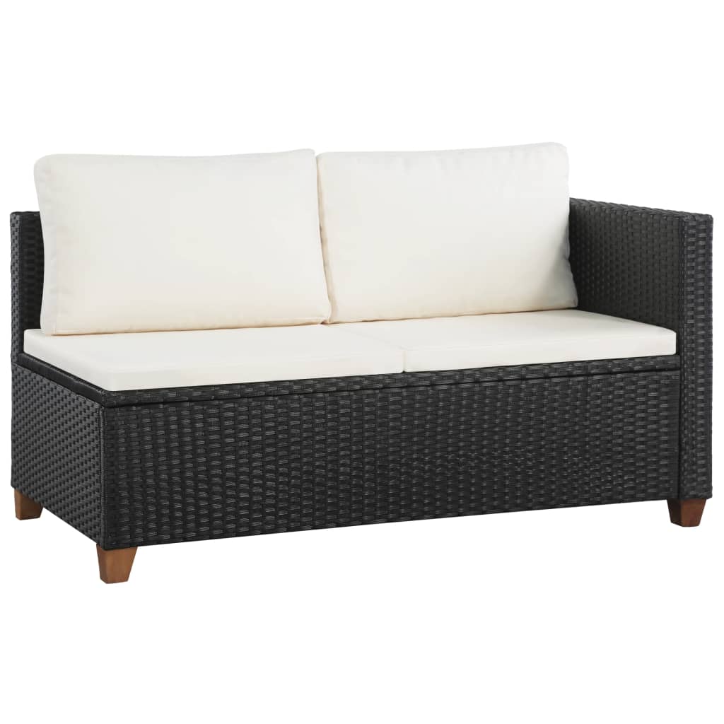 4 Piece Garden Lounge Set with Cushions Poly Rattan Black - 124×65×62cm