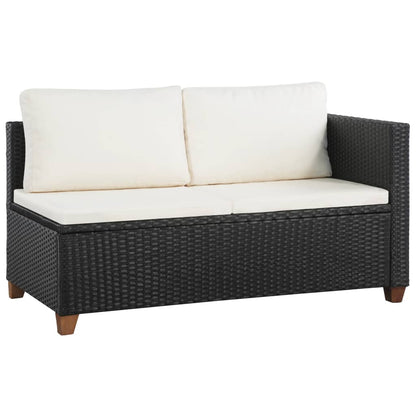 4 Piece Garden Lounge Set with Cushions Poly Rattan Black - 124×65×62cm