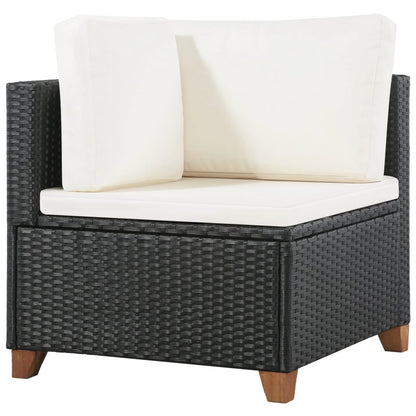 4 Piece Garden Lounge Set with Cushions Poly Rattan Black - 124×65×62cm