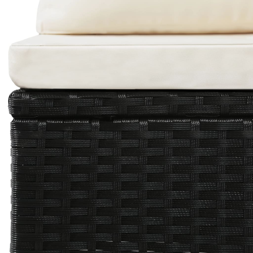 4 Piece Garden Lounge Set with Cushions Poly Rattan Black - 124×65×62cm