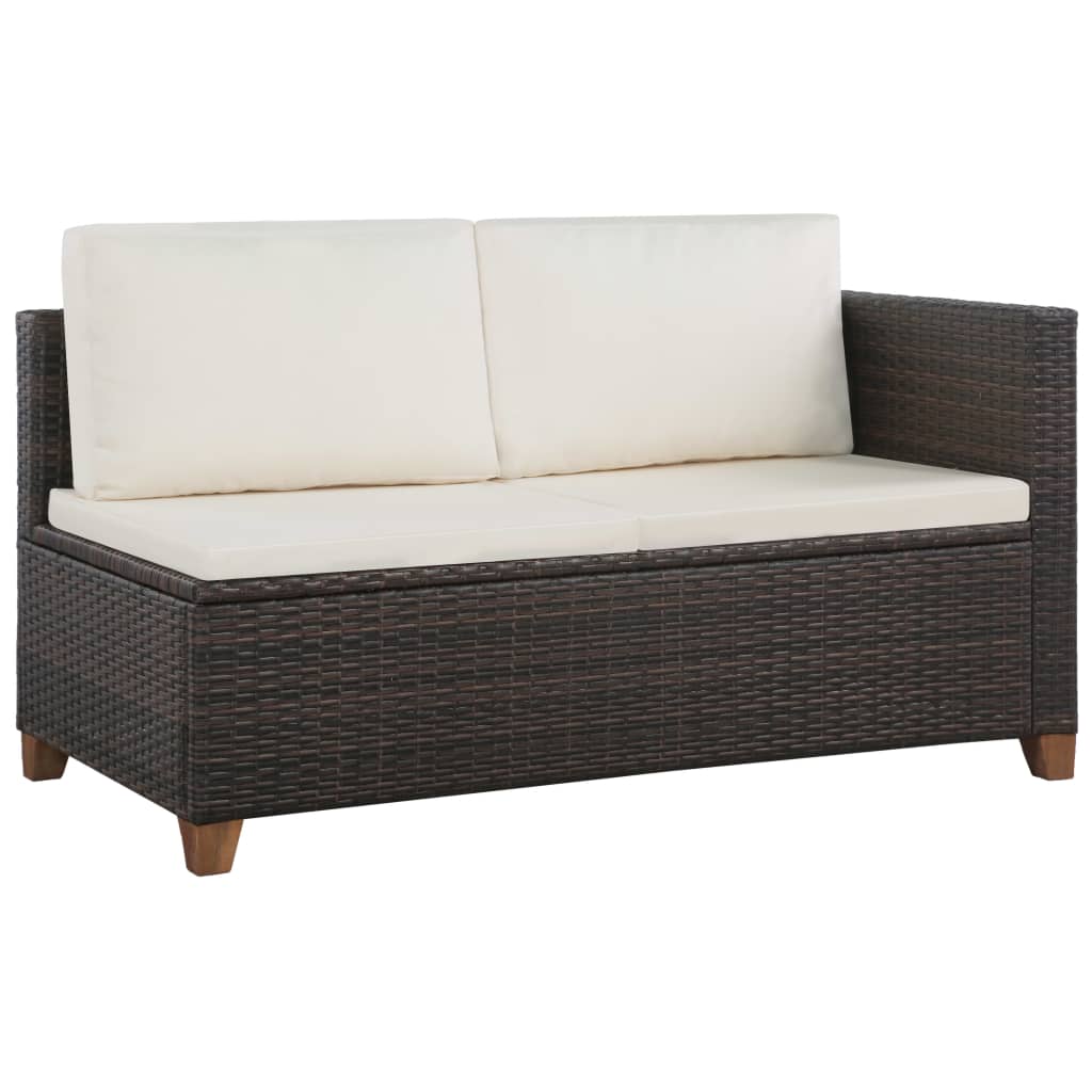 4 Piece Garden Lounge Set with Cushions Poly Rattan Brown - 124×65×62cm