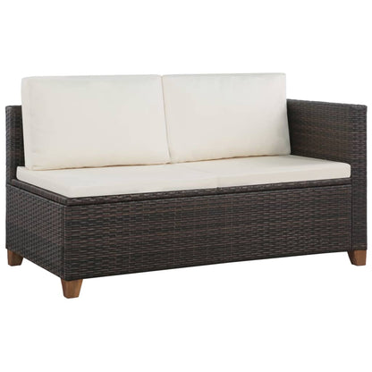 4 Piece Garden Lounge Set with Cushions Poly Rattan Brown - 124×65×62cm