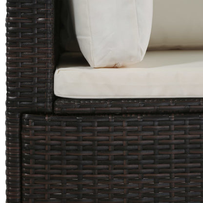 4 Piece Garden Lounge Set with Cushions Poly Rattan Brown - 124×65×62cm