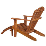 Garden Adirondack Chair with Footrest Solid Acacia Wood