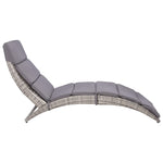 Folding Sun Lounger with Cushion Poly Rattan Grey