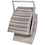 Folding Sun Lounger with Cushion Poly Rattan Grey