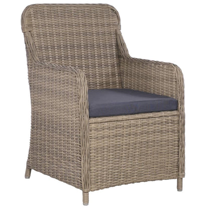 Outdoor Chairs with Cushions 2 pcs Poly Rattan Brown - Brown And Dark Grey