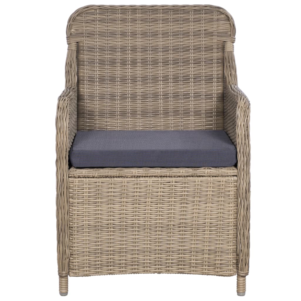 Outdoor Chairs with Cushions 2 pcs Poly Rattan Brown - Brown And Dark Grey