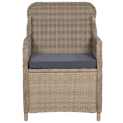 Outdoor Chairs with Cushions 2 pcs Poly Rattan Brown - Brown And Dark Grey