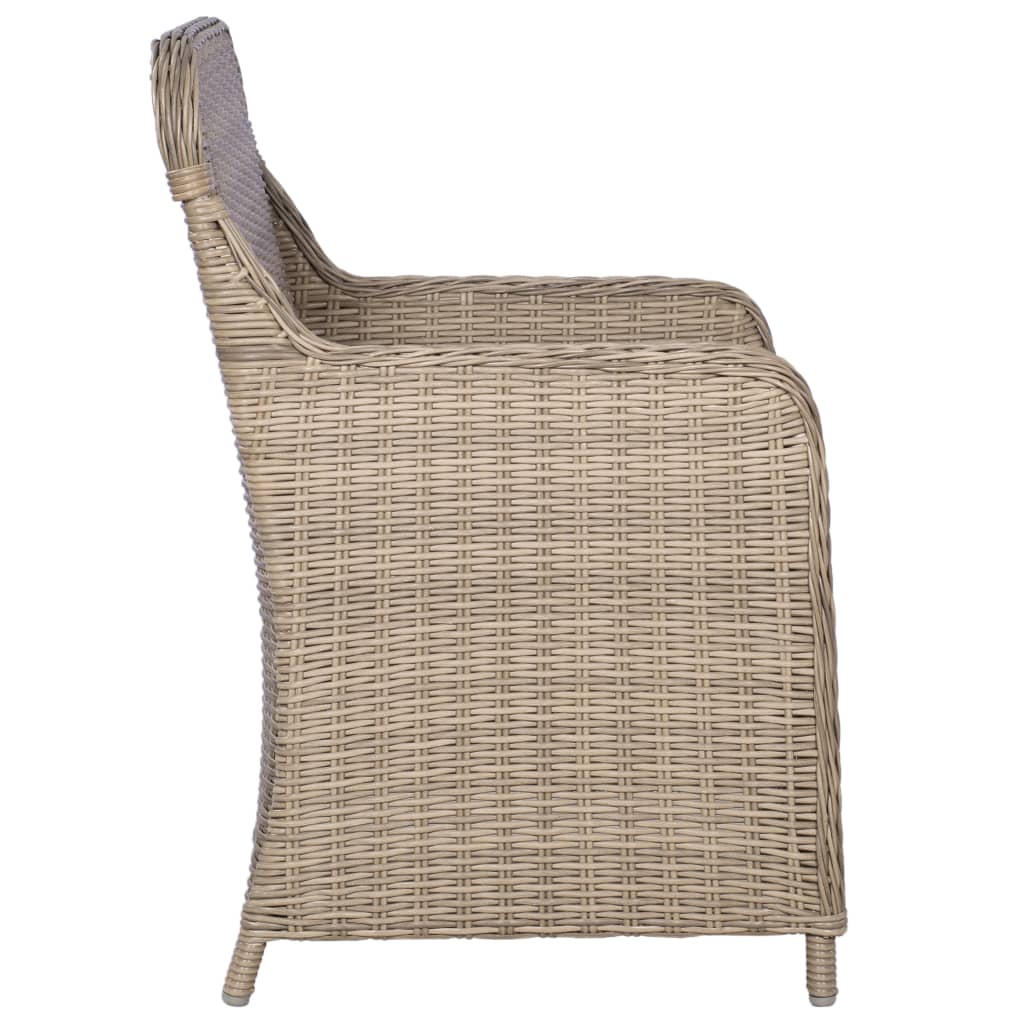 Outdoor Chairs with Cushions 2 pcs Poly Rattan Brown - Brown And Dark Grey