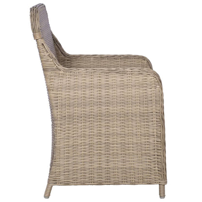 Outdoor Chairs with Cushions 2 pcs Poly Rattan Brown - Brown And Dark Grey
