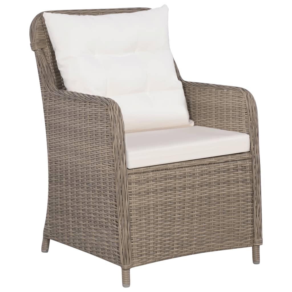 Outdoor Chairs with Cushions 2 pcs Poly Rattan Brown - 64×65×90cm