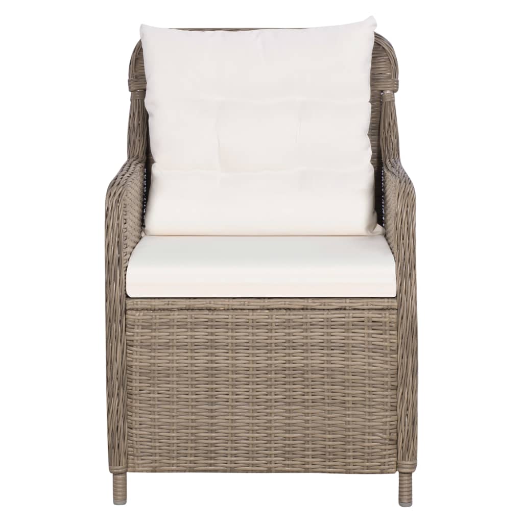 Outdoor Chairs with Cushions 2 pcs Poly Rattan Brown - 64×65×90cm