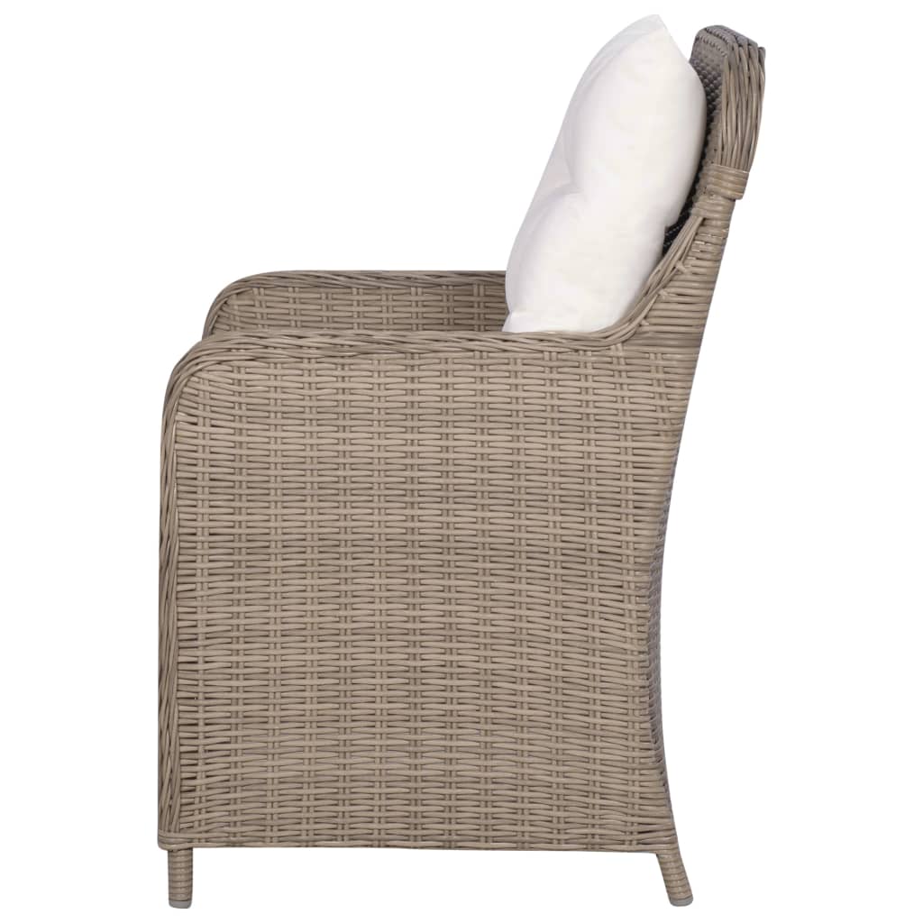 Outdoor Chairs with Cushions 2 pcs Poly Rattan Brown - 64×65×90cm
