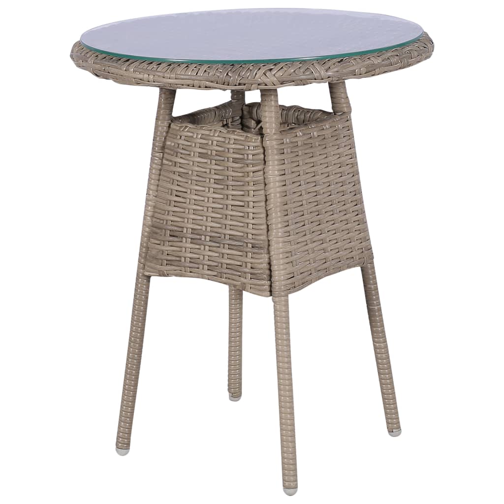 3 Piece Bistro Set with Cushions Poly Rattan Brown - 64×65×90cm