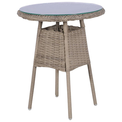 3 Piece Bistro Set with Cushions Poly Rattan Brown - 64×65×90cm