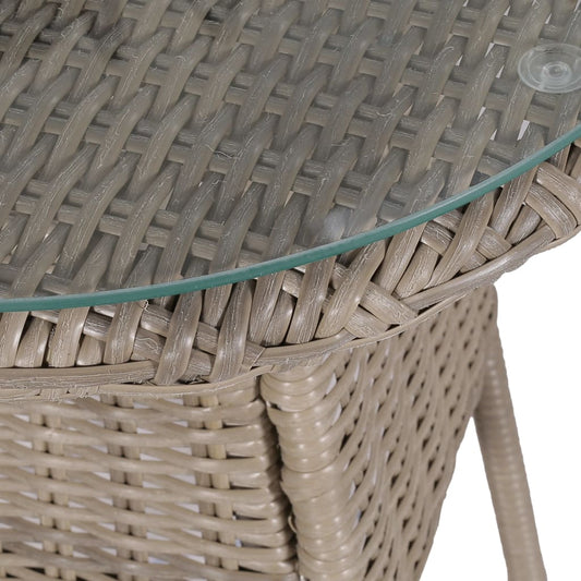 3 Piece Bistro Set with Cushions Poly Rattan Brown - 64×65×90cm