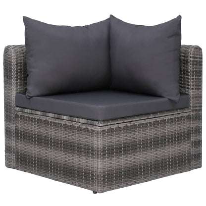 8 Piece Garden Lounge Set with Cushions Poly Rattan Grey - 72×72×63cm