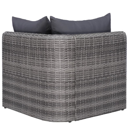 8 Piece Garden Lounge Set with Cushions Poly Rattan Grey - 72×72×63cm