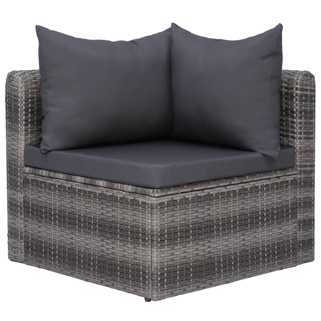 6 Piece Garden Sofa Set with Cushions & Pillows Poly Rattan Grey
