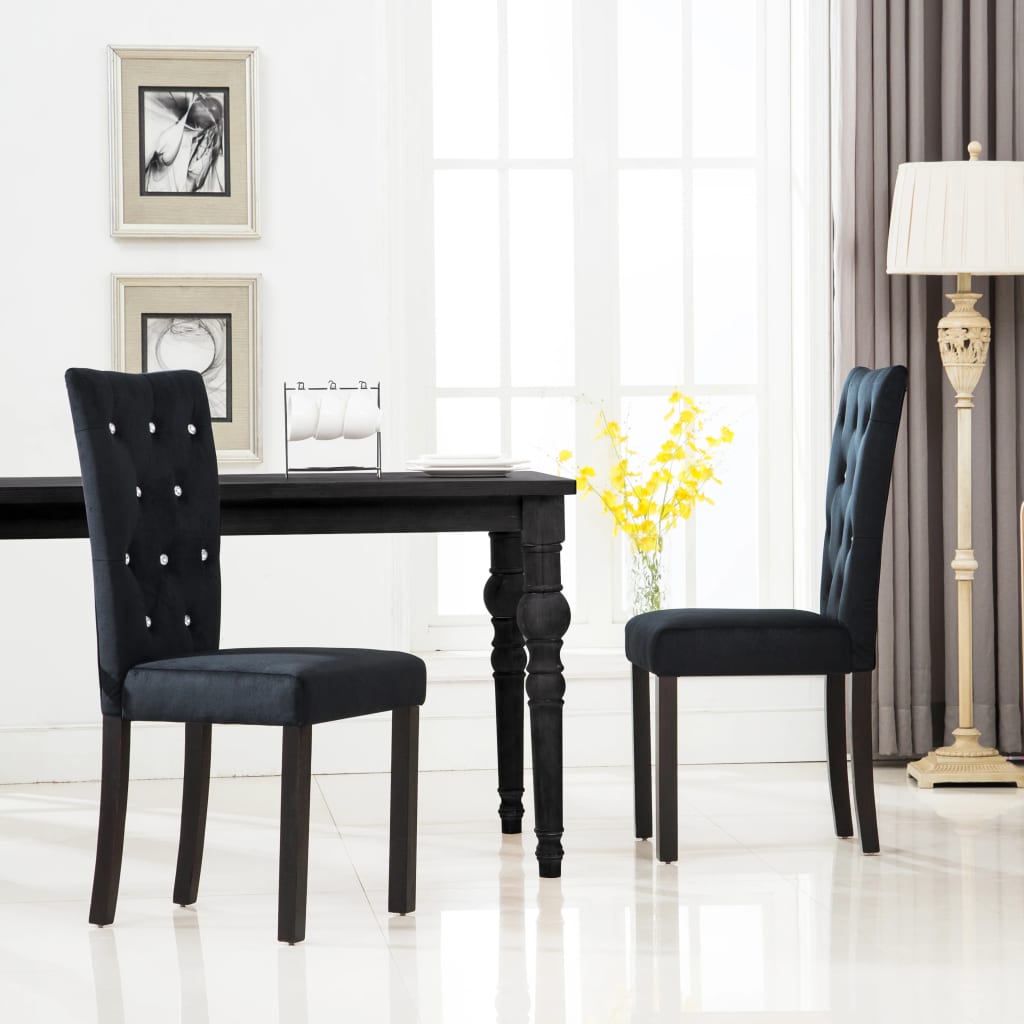 Dining Chairs 2 pcs Black Velvet - 43×51×98cm