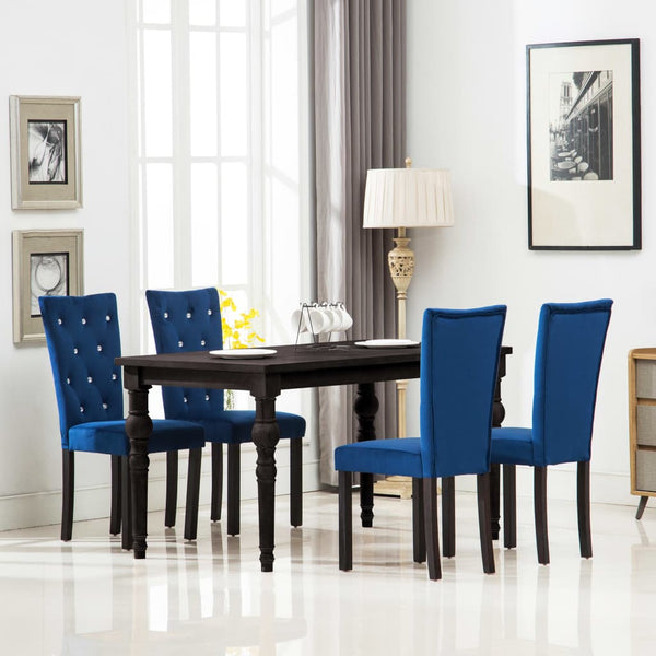  Dining Chairs 4 pcs Dark Blue Velvet