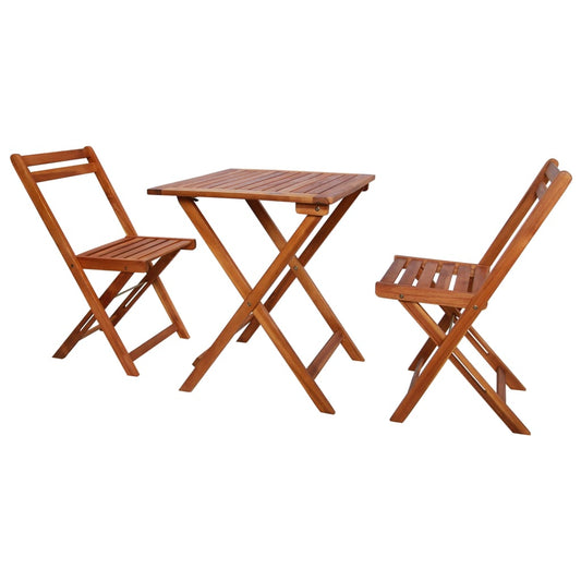 3 Piece Folding Bistro Set Solid Acacia Wood - 60×60×73cm