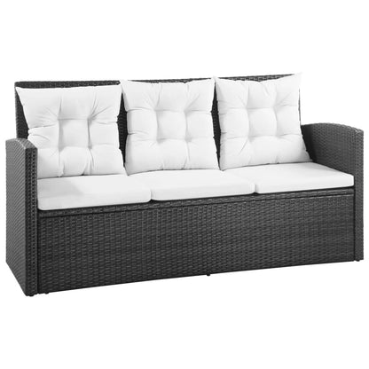5 Piece Garden Lounge Set with Cushions Poly Rattan Black - 120×70×66cm