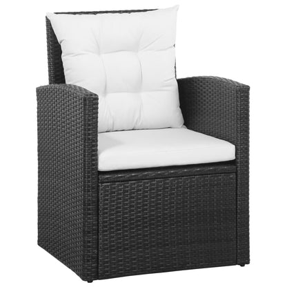5 Piece Garden Lounge Set with Cushions Poly Rattan Black - 120×70×66cm