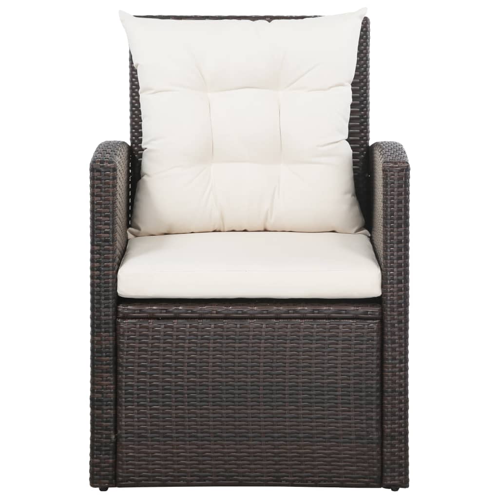5 Piece Garden Lounge Set with Cushions Poly Rattan Brown - 120×70×66cm