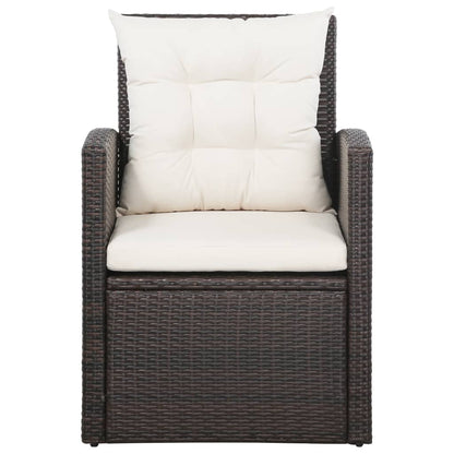 5 Piece Garden Lounge Set with Cushions Poly Rattan Brown - 120×70×66cm