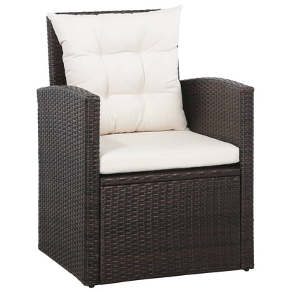 5 Piece Garden Lounge Set with Cushions Poly Rattan Brown - 120×70×66cm