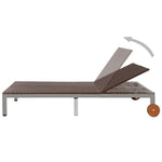 Double Sun Lounger with Wheels Poly Rattan Brown