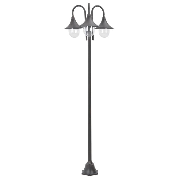  Garden Post Light E27 220 cm Aluminium 3-Lantern Bronze