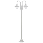 Garden Post Light E27 220 cm Aluminium 2-Lantern White