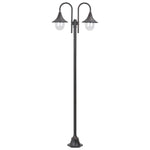 Garden Post Light E27 220 cm Aluminium 2-Lantern Bronze