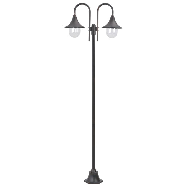  Garden Post Light E27 220 cm Aluminium 2-Lantern Bronze