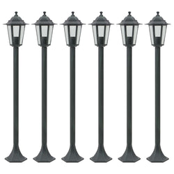 Garden Post Lights 6 pcs E27 110 cm Aluminium Dark Green