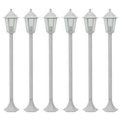 Garden Post Lights 6 pcs E27 110 cm Aluminium White